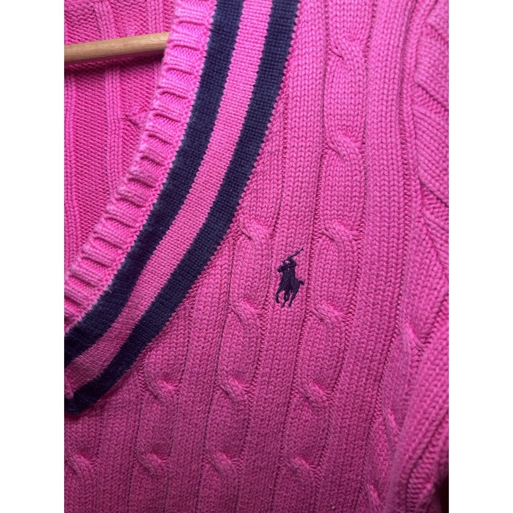 Vintage Ralph Lauren Sport Pink Cropped Cricket Sweater - Y2K Preppy Coquette - Picture 3 of 7